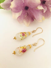 Load image into Gallery viewer, White and Pink Venetian Wedding Cake Earrings in 14K Gold Fill
