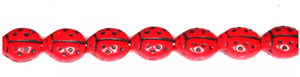Red and Black Lady Bug Beads, Czech 9MM