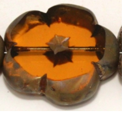 Czech Glass Amber Table Cut Bead 30MM