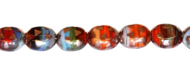 Oval Rainbow Glass Beads, Czech 10MM