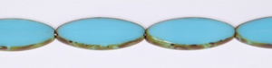Light Blue Long Oval Beads, Czech Glass 30MM