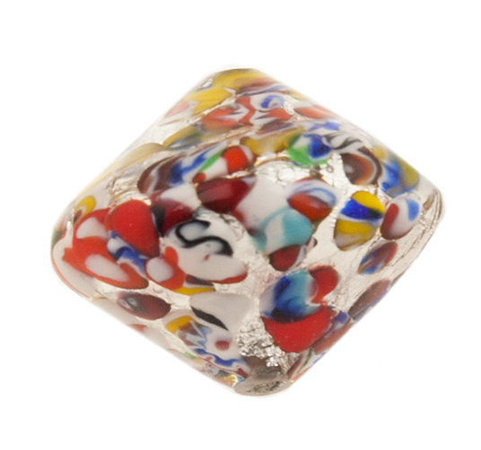 Klimt Silver Foil Multi, Murano Glass Bead, Bicone 22mm,
