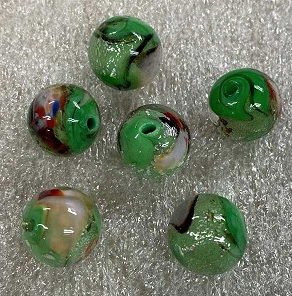 Murano Glass Green and White Pazze Bead, 12MM