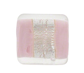 Murano Glass Lilac Rectangle Silver Foil Bead, 18MM