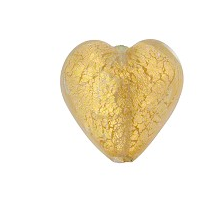 Murano Glass Gold Foil Heart, 12MM