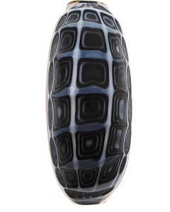 Murano Glass Black Sculptured Blown Glass Bead, 35MM x 15MM