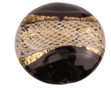Load image into Gallery viewer, Murano Glass Opaque Black Disc with Gold and White, 41MM
