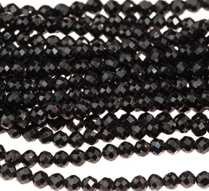 Black Spinel Faceted Dround Diamond Cut, 2MM
