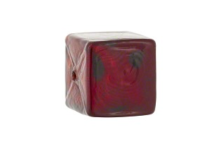 Murano Glass Garnet/Tiger Cube, 14MM