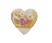 Load image into Gallery viewer, Murano Wedding Cake White Heart Bead, 13MM
