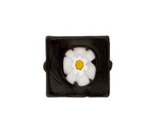 Load image into Gallery viewer, Murano Glass Black Square Glass Daisy Bead, 14mm
