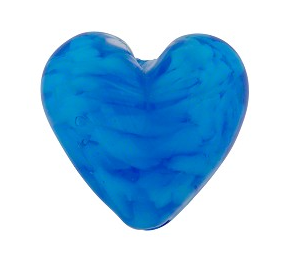 Murano Glass Aqua Clouds Nuvola Sommerso Heart, 19MM