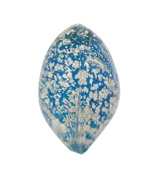 Murano Foil Aqua Puffy Heart Glass Bead, 17MM
