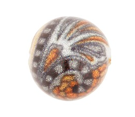 Murano Copper, Black and White Glass Round Bead, 16MM