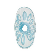 Load image into Gallery viewer, Murano Opaque Aqua/White Murrine Sculpted Flat Round, 25MM
