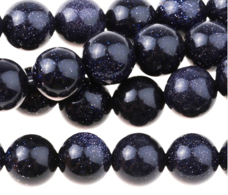 Blue Gold Stone Rounds, 8MM