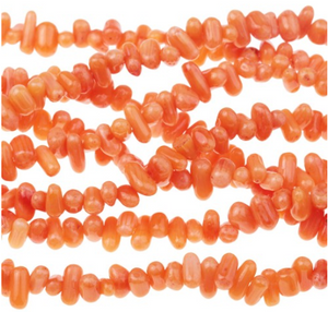 Orange Bamboo Coral Top-Drilled Stones, 3 MM