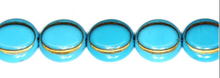 Load image into Gallery viewer, Turquoise / Gold Eskooko Coin Beads, Czech 16MM
