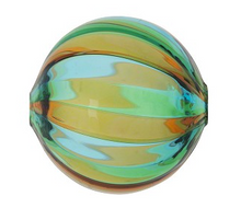 Load image into Gallery viewer, Mouth Blown Murano Green, Copper and Aqua Glass Bead, 25MM
