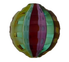Load image into Gallery viewer, Mouth Blown Murano Sculpted Penny Glass Bead, Rainbow, 20MM
