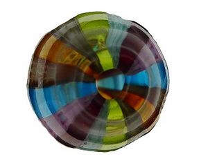 Mouth Blown Murano Sculpted Oval Glass Bead, Rainbow, 30MM