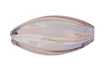 Load image into Gallery viewer, Murano Blown Light Purple and Blue Striped Oval Bead, 35MM
