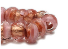 Load image into Gallery viewer, Medium Pink with Copper Lining Large Hole Roller Bead, 6MM x 9MM
