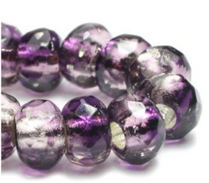 Purple with Silver Large Hole Roller Bead, 6MM x 9MM