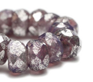 Mulberry with Mercury Finish Large Hole Roller Bead, 6MM x 9MM
