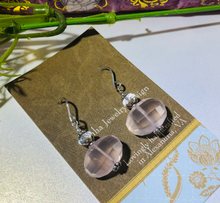 Load image into Gallery viewer, Rose Quartz and White Topaz Nugget Dangle Earrings in Sterling Silver
