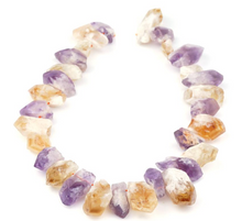 Load image into Gallery viewer, Amethyst and Citrine Rough Top-Drilled Nuggets, 16 MM x 35 MM
