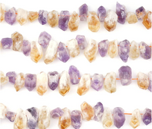 Load image into Gallery viewer, Amethyst and Citrine Rough Top-Drilled Nuggets, 16 MM x 35 MM

