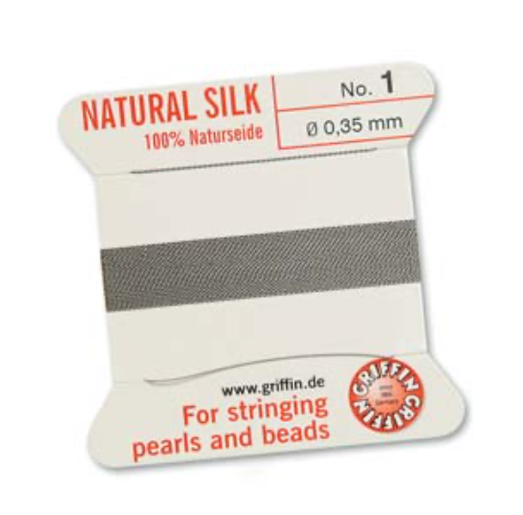 Griffin Silk Bead Cord - Size 1 Grey