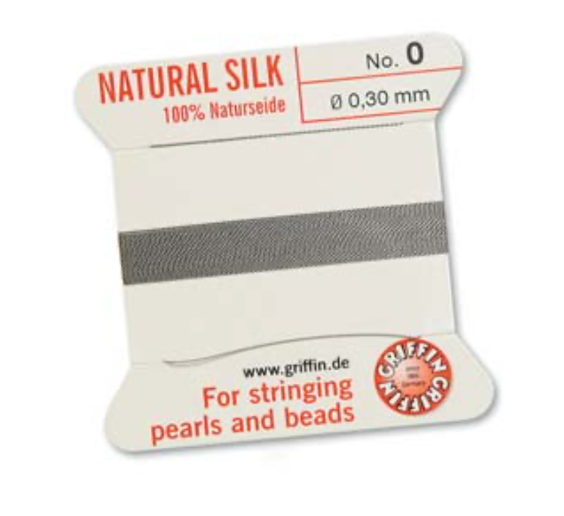 Griffin Silk Bead Cord - Size 0 Grey