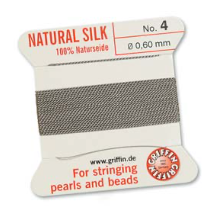 Griffin Silk Bead Cord - Size 4 Grey