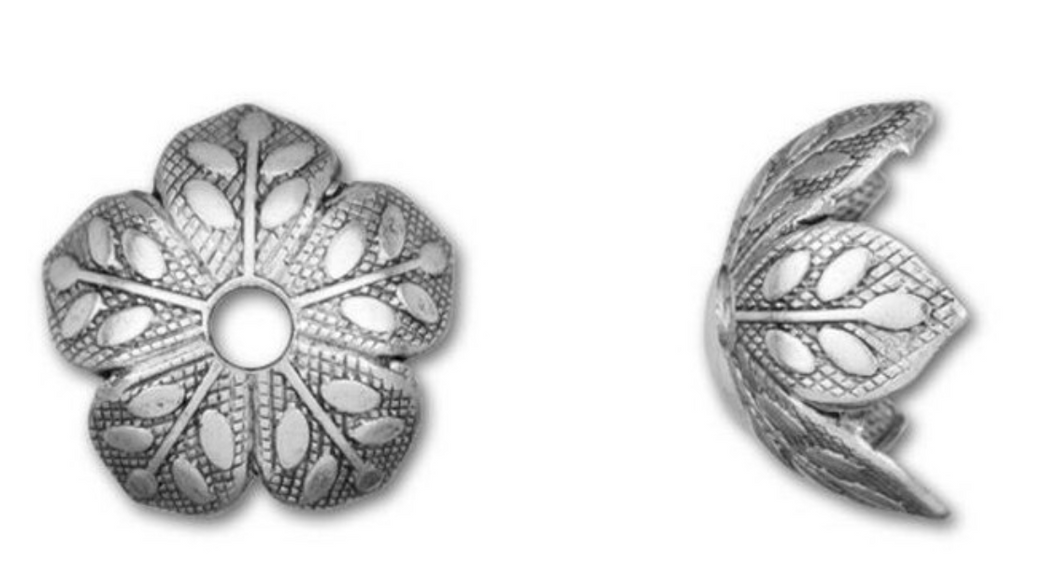 Nunn Design 8mm Antique Silver-Plated Pewter Flower End Cap