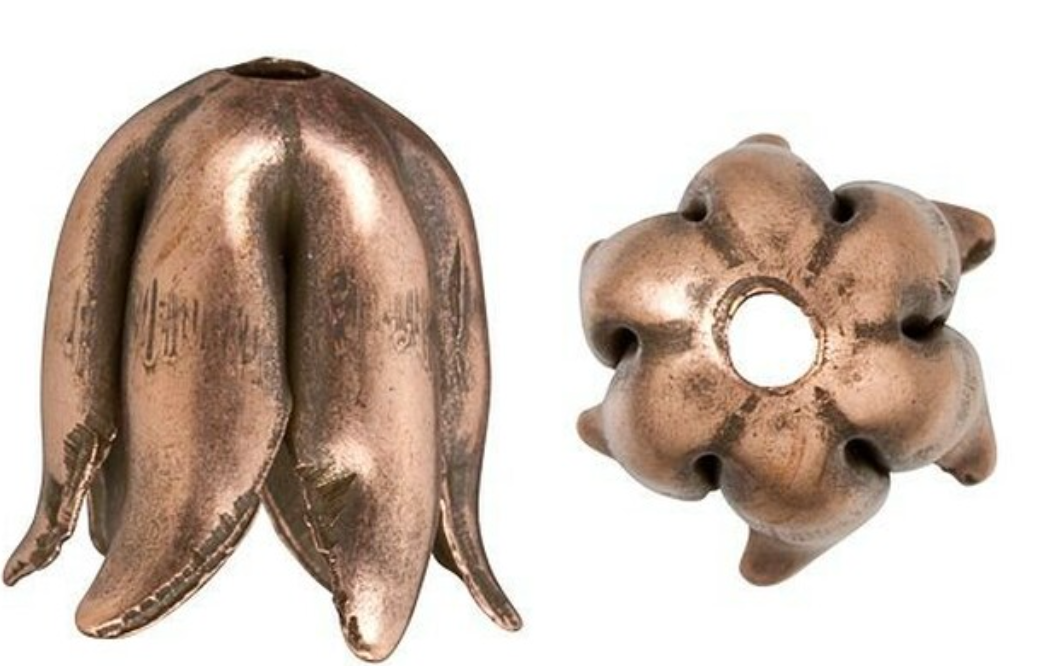 Nunn Design 8mm Antique Copper-Plated Brass Petal End Cap