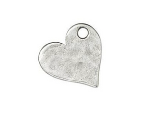 Nunn Design Antique Silver-Plated Pewter Mini Hammered Flat Heart Tag Charm