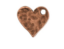 Load image into Gallery viewer, Nunn Design Antique Copper-Plated Pewter Mini Hammered Flat Heart Tag Charm
