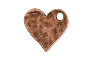 Nunn Design Antique Copper-Plated Pewter Mini Hammered Flat Heart Tag Charm