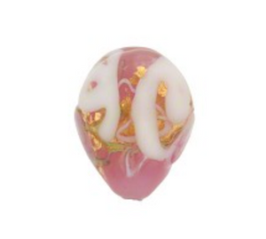 Murano Wedding Cake Pink Heart Bead, 13MM