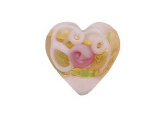 Murano Wedding Cake Faded Pink Heart Bead, 13MM