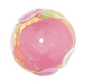Murano Pink Wedding Cake Glass Rondell, 12MM