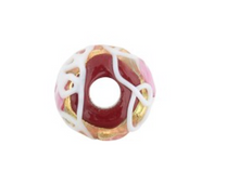 Load image into Gallery viewer, Murano Dark Red Wedding Cake Glass Large Hole Rondell, 12MM
