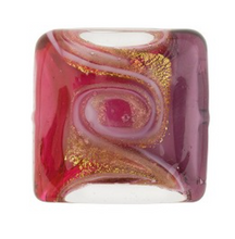 Load image into Gallery viewer, Murano Pink and Purple 24K Gold Foil Square Glass, 20MM
