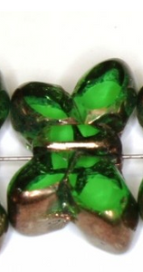 Czech Green Butterfly Table Cut Glass Beads
