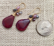 Load image into Gallery viewer, Large Red Jasper and Spinel Earrings in 14K Gold Fill
