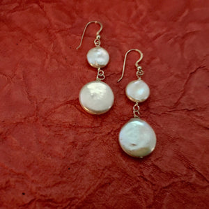White Coin Pearl Bridal Earrings