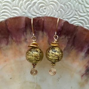 Gold Venetian Foil Earrings in 14K Gold Fill