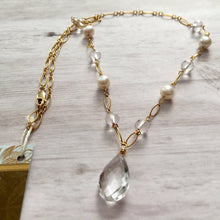 Load image into Gallery viewer, Crystal Quartz and Freshwater Pearl Necklace in 14K Gold Fill
